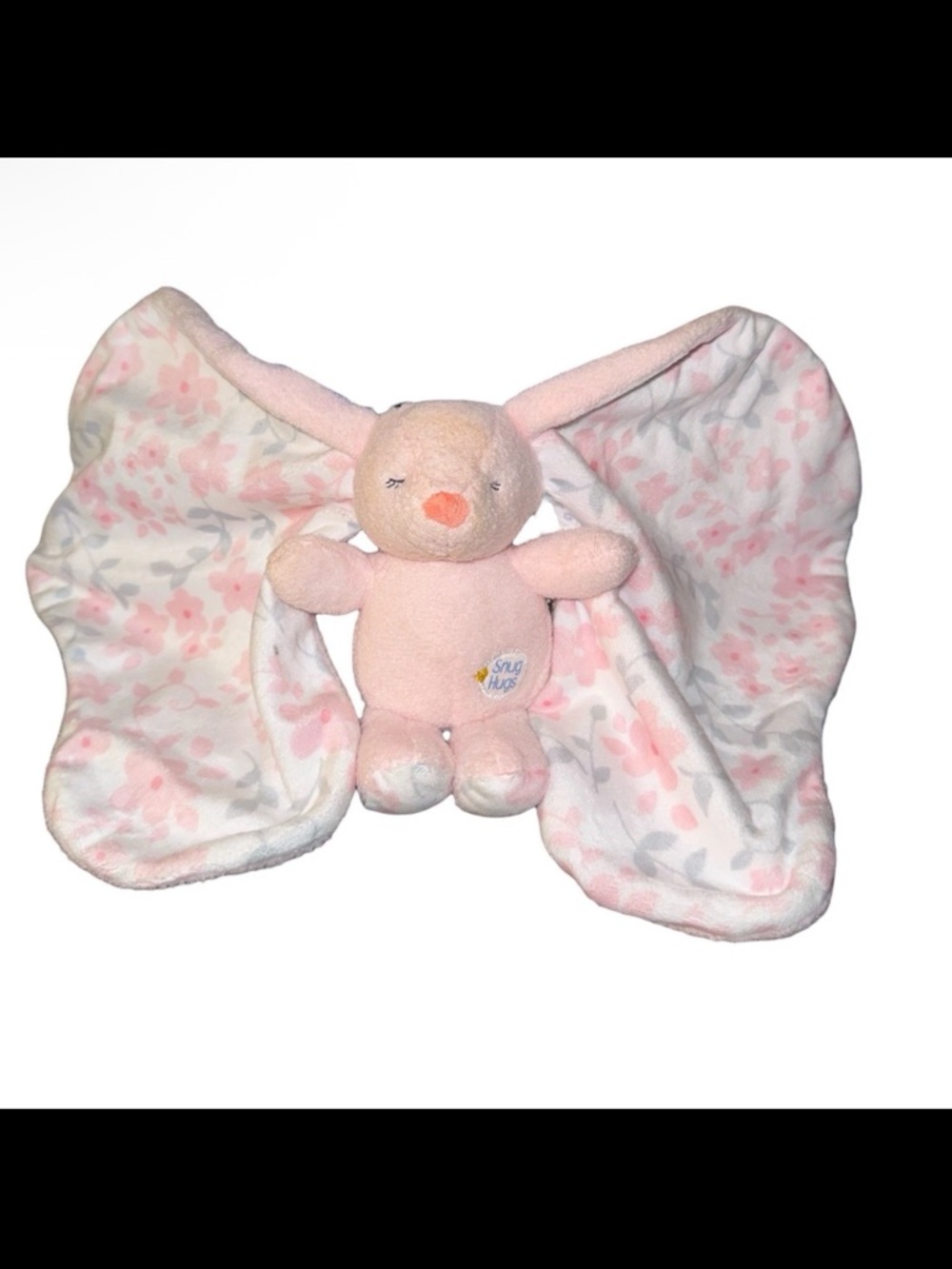 Kids Preferred Snug Hugs Bunny Rabbit Baby Lovey Pink Big Floral Ears Plush Toy